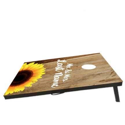 VictoryStore Custom Wedding Bag Toss Game – Custom Wedding Cornhole - Mr. and Mrs. Cornhole Sunflower