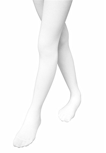 Girls' Opaque Microfiber Ultra Soft Hold & Stretch Dance Uniform Footed Tights White 2-43