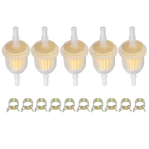 Butom AM116304 Fuel Filter for John Deere GY20709 for Kohler 25 050 22-s for Gravely 21541500 for 1/4 and 5/16 Fuel Line Replaces 71-5960 Pack of 5 with 10 Clamps