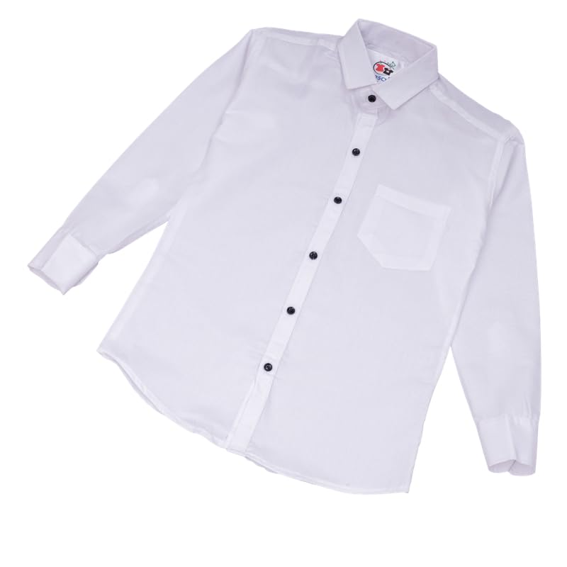 Image of Boy's Kids Regular Fit Solid Pattern Cotton Shirt with Pocket Collared Neck Long Sleeve Button Down Closure Type and Standard Length | Boys Cotton T-Shirts Set | Shirt for Boy