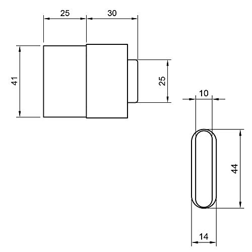 DIWARO® Endstabgleiter | Größe 30mm x 14mm | Farbe grau | Material Kunststoff | für Endleiste, Endschiene, Winkelendschiene | Rolladenpanzer, Jalousie, Rollo