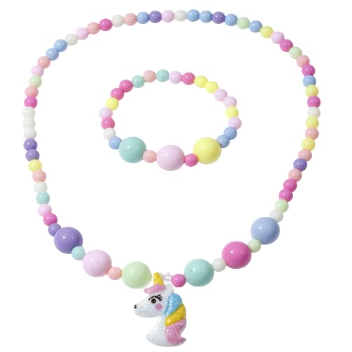 El Regalo 2 PCs Kids Girls Colorful Jewelry Sets - Kids Candy Color Beads Necklace & Bracelets Jewelry Sets for Kids Girls & Toddlers (Unicorn Set) (B0B4SYYSB9) Amazon Price History, Amazon Price Tracker