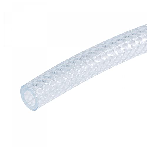 sourcing map 6mm ID 10mm OD Clear PVC Tube, Braided Hose for Water Tubing Agricultural Irrigation,10ft Length