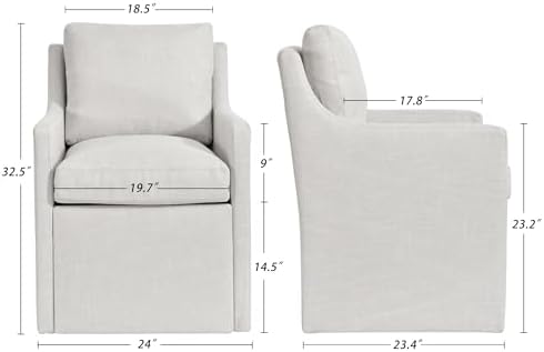 DUHOME Upholstered Dining Chair,Linen Accent Chair for Living Room,Single Sofa with 4 Casters,Upholstered Armchair for Bedroom Reading Waiting Kitchen Dining Room