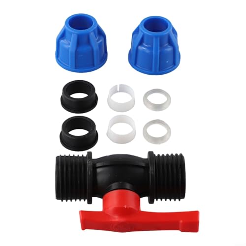 Bulevisiter Valvola a sfera in PE, per tubo dell'acqua, giunto a compressione, valvola di arresto per sistema di irrigazione da giardino, serra agricola (20 mm)