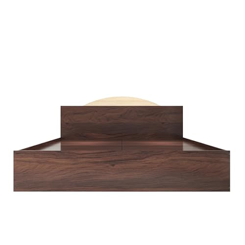 Image of DF2H Bed | 1 Year Warranty | Queen Size, Arisa, Low Seating Height Bed, Non-Woven Fabric Base Walnut Colour (Melamine Finish)