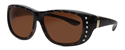 Foster Grant Ladies Classic 60mm Fitover Sunglasses Tortoise Crystal/Amber Brown