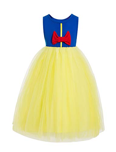 Waruila Sequin Princess Snow White Deluxe Layered Costume Dress Snow Queen Ball Gown Costume Tutu Dress up for Little Girl (Blue, 7-8T)
