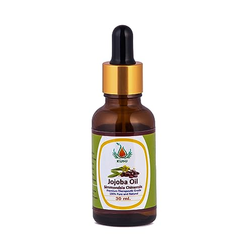 Image of KUNJ Jojoba Oil (Simmondsia chinensis) 30ML - 100% Pure & Natural, Cold Pressed, Undiluted - Therapeutic Grade Carrier Oil for Skin Care, Hair Nourishment & Hydration