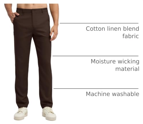 Image of Willit Men's Linen Pants Casual Linen Dress Pants Beach Summer Lightweight Trousers 28 inch 30 inch 32 inch