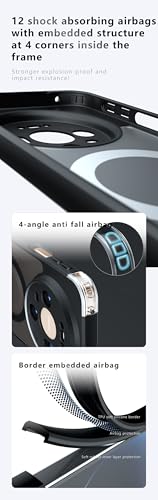Image of Compatible with Huawei Mate 80 Pro Max Case Cover,Compatible with Huawei Mate 80 Pro Max 5G SGT-AL10 Built-in 360Rotating Magnetic Mount Matte Translucent Phone Protective Case Black