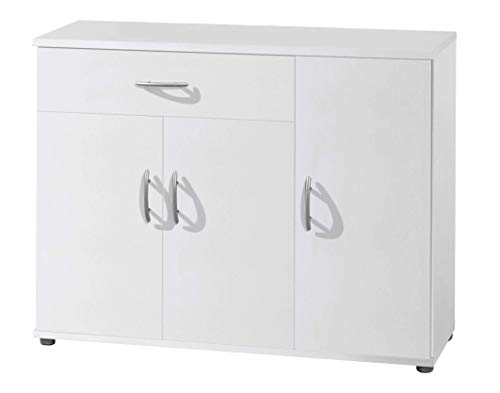 ✅ MATERIALE RESISTENTE: realizzato in legno truciolare nel colore bianco, maniglie e piedini in plastica di alta qualità, stabile e durevole, con finitura curata che si adatta a diversi stili d’arredo. Consiglio per il trattamento: evitare l'utilizzo di detergenti abrasivi.