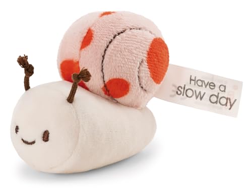 NICI Doudou Escargot 12cm avec Message « Have a Slow Day » - Corail - Peluche Douce, Adorable pour câliner et Jouer, pour Enfants et Adultes, Une Excellente idée Cadeau | 61640
