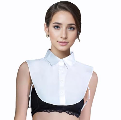 White Fake Collar Blouse - Versatile Half Shirts Dickey Collar for Girls & Women