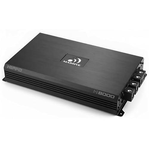 Image of Massive Audio H8000 | 8,000W RMS 1-Ohm Monoblock - HClass D SPL Amp, Extreme Bass Power, Dual Power Inputs, Professional Car Audio - Hippo Series Amplifier