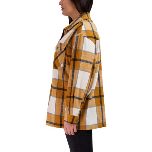 HFX Women's Yellow Heavy flannel Plaid Shirt Jacket (US Medium)