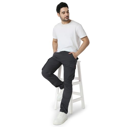 Image of Spykar Men's Relaxed Fit Mid Rise Mid-Rise Casual Cargos