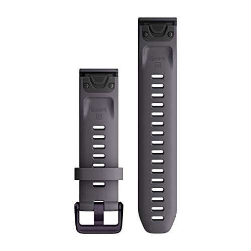 Garmin Quickfit 20 Watch Band, Shale Gray Silicone with Amethyst Hardware, Shale Gray with Amethyst, Small/Medium - Image 2