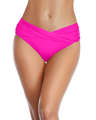 Image of Tempt Me Women Twist Bikini Bottom Moderate High Cut Bathing Suit Bottoms Ruched Swimsuit Bottom