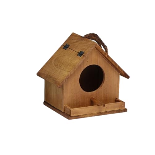 野鳥用巣箱 野鳥の餌台 木制 鳥小屋 ハウス ミニ木製の鳥の巣の家 鳥小屋 屋外 小動物用ハウス 隠れ家 小さ な鳥のためのハンギングバードハウス 家の装飾 親の贈り物鳥用品 ブッジー巣暖かい木製の鳥の巣の家 繁殖箱吊り下げ巣鳥巣鳥ケージ ログカラー