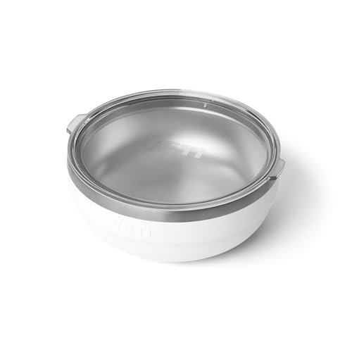 Image of YETI Rambler Low Bowl, Vacuum Insulated, Stackable and Nestable Stainless Steel Bowl with Lid, 1.6 Quart, White