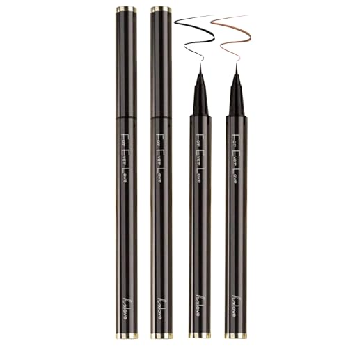 HXLOVE 2PCS Liquid Eyeliner Pen Set – Waterproof Flawless Eye Makeup, Smudge-Proof, Long-Lasting Formula, Easy Application for Daily Use (Black&Dark coffee, 0.6ml)