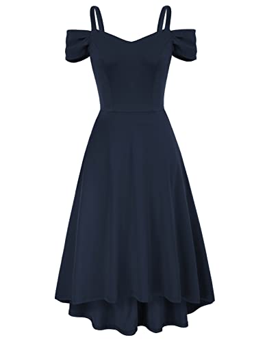 GRACE KARIN Vestido Elegante Plisado Sexy Mujer Formal Fuera del Hombro Azul M