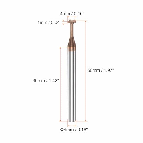 Image of HARFINGTON T Slot End Mill Milling Cutter 4mm Cutting 1mm Depth 4mm Shank Solid Carbide Titanium Coated 4 Flutes for Stainless Steel Alloy