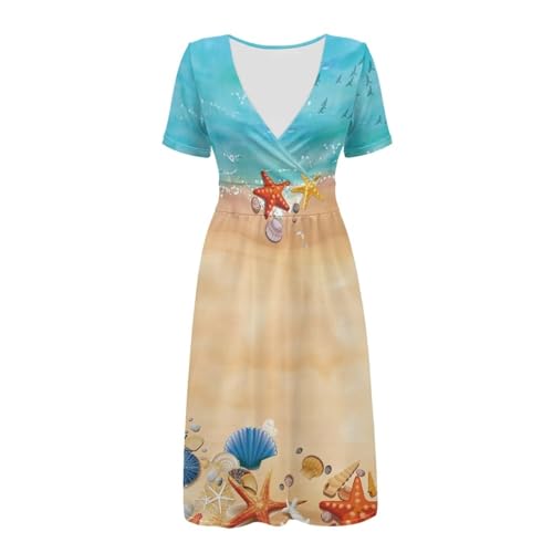 Image of Women's Summer Formal Dresses Short Sleeve Wrap V Neck Dresses Bridesmaid Wedding Guest Dress with Pockets