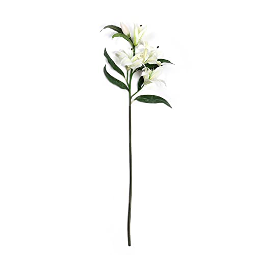 Image of Pure Home and Living White Lily Faux Flower Stem 1 Piece