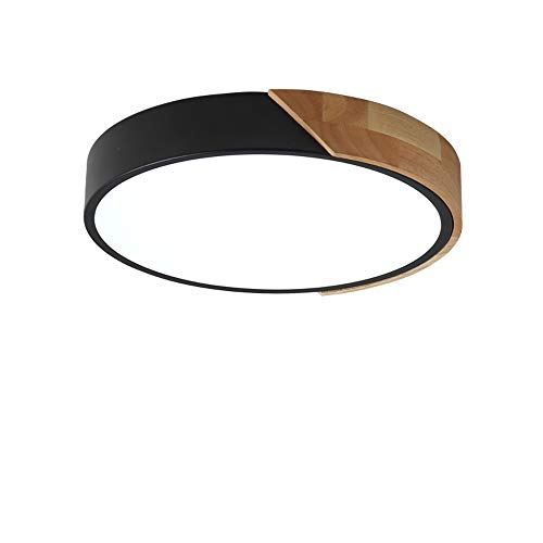 Best Cyber Monday 🔥 YHYSTL LED Flush Mount Ceiling Light19.7 Inch Thin Flat Modern LED Ceiling Light Fixture Wood Edge Design for Indoor Lighting 39W Dimmable 3 Color Temperatures, Black