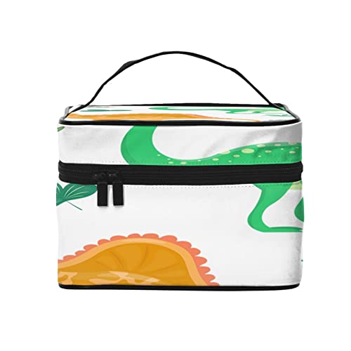 漫画の恐竜 化粧ボックス 化粧品収納箱 大容量 人気 おしゃれぶた 可愛い かわいい メイクポーチ コスメポーチ 持ち運び バニティーケース 機能的 仕切り 旅行用 出張用 コスメティックバッグ