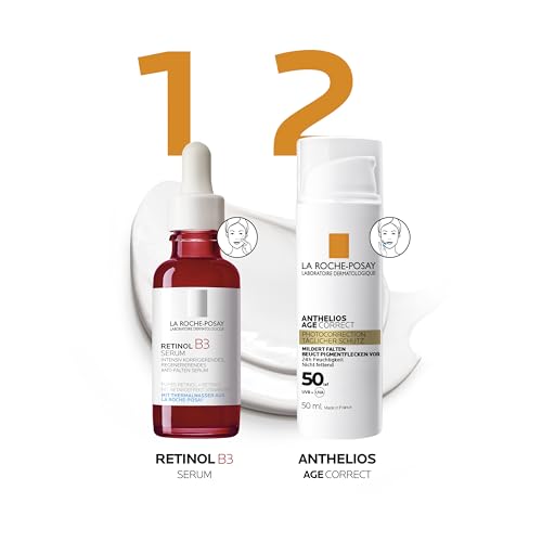 La Roche Posay Anthelios Age Correct, Feuchtigkeitsspendende Anti-Age Tagescreme mit LSF50 für reife, empfindliche Haut, Beugt lichtbedingter Hautalterung vor, Mit Niacinamid und Phe-Resorcinol, 50 ml