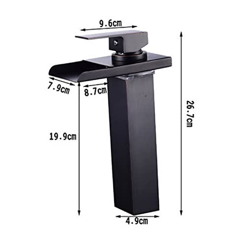 Robinet cascade LED noir en laiton pour lavabo monotrou - 6