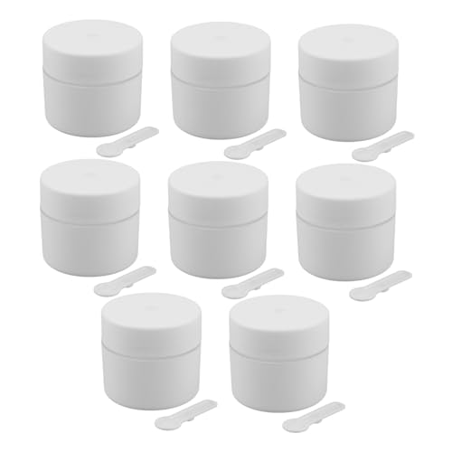 Healvian 8 Stück Teiliges Reise Kosmetikglas mit Doppelwandigen Auslaufsicheren PP Cremedosen und Magnetischen Löffeln Vielseitig für Gesichtscreme Reinigungsbalsam Schlamm Maske für