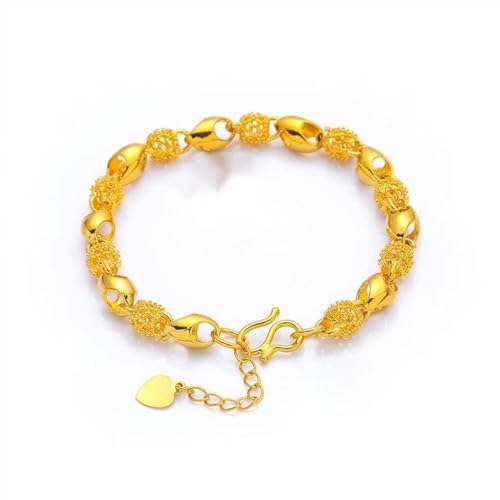 Ulteptus ゴールドビーズブレスレット 女性用 24K 金メッキ 絶妙なリンク ペーパークリップ 調節可能なブレスレット トレンディ、6.7インチ、24K, 6.7IN, 紙材, 24K。