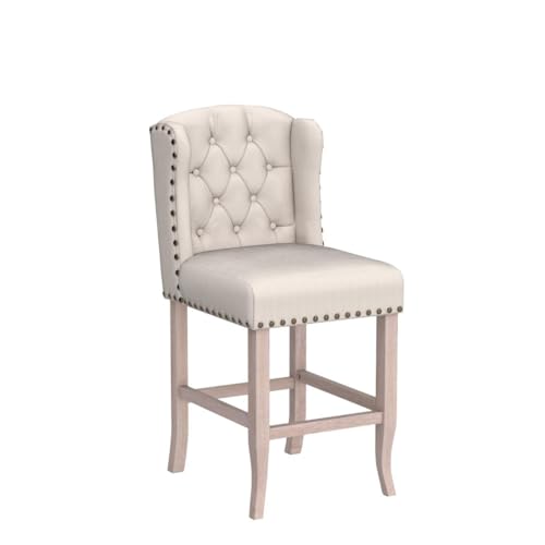 DUOMAY-Classic-Tufted-30-Inch-Bar-Stools-Set-of-4-Linen-Upholstered-Counter-Chairs-with-Back-Armless-Barstools-Breakfast-Stools-WSolid-Wood-Legs-for-Kitchen-Island-Lounge-Pub-Bar-Beige DUOMAY Classic Tufted 30 Inch Bar Stools Set of 4 Linen Upholstered Counter Chairs with Back Armless Barstools Breakfast Stools WSolid Wood Legs for Kitchen Island Lounge Pub Bar Beige