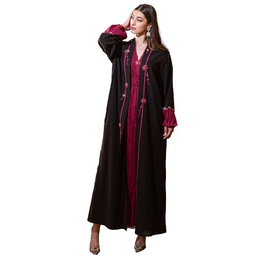 Elegant 2PC Black Abaya dress for Women, V-Neck Short sleeve Inner long Dress, Modest women abaya ideal for casual wear