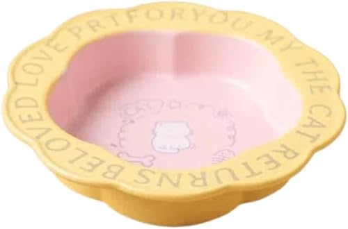 Rtwrsud 猫 食器 250ml フードボウル 犬 給食器 吐き戻し防止 陶器 猫ボウル 猫 水飲み ご飯皿 餌入れ ペットボウル 食事 皿 食器洗浄機 対応 ブルーset (A,ピンクイエロー)