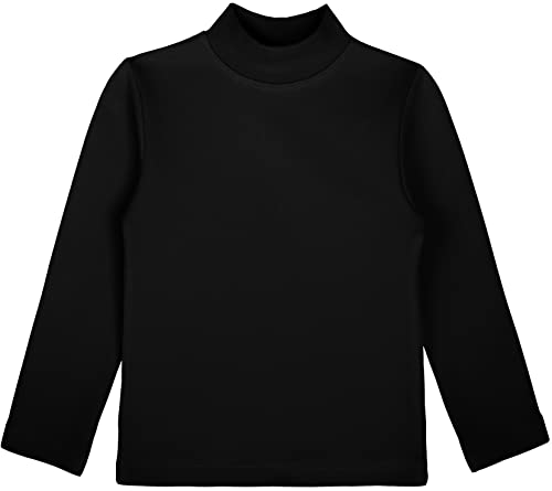 Image of Lilax Girls' Basic Long Sleeve Mock Turtleneck Cotton T-Shirt