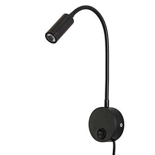Image of Wall Mounted Reading Light Sconces Lamp LED 3W Warm White 3000K Plug Cord Black Finished 1 Piece