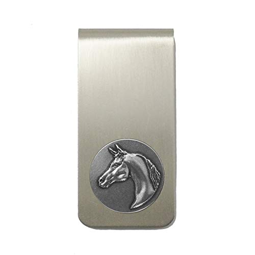 Money Clip Nickel Silver with Arabian Horse 3/4 inches emblem Made in USA