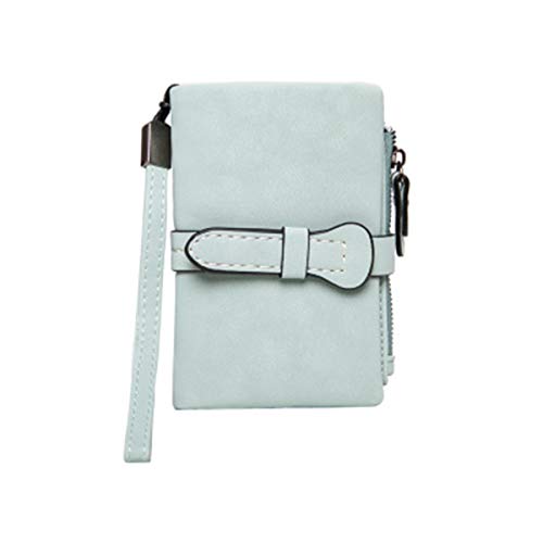 ZOONAI Frauen niedlichen Leder Kurze dreifach Brieftasche mit Handgelenkriemen Münzgeldbörse Geldbörse Beutel Kartenhalter ändern (Hellgrün) Cover