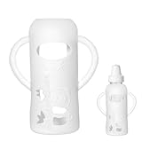 Silicone Sleeve Compatible with Evenflo 8oz Glass Bottle, Baby Bottle Silicone Sleeve with Antislip Handle and Thermal Insulation, White
