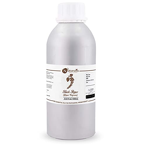 Naturalis Essence of Nature Black Pepper Essential Oil for Hair, Skin, Massage & Aromatherapy - 1000ml