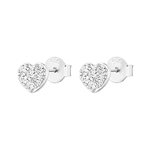 Image of PAVOI 14K Gold Plated 925 Sterling Silver Stud Earrings for Women - Dainty Geometrical Bar Triangle Heart Earrings - Valentines Day Trendy Jewelry