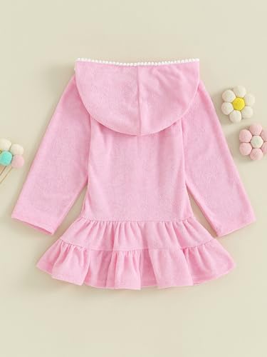 Toddler Kids Little Girl Swim Cover Up Towel Terry Swimsuit Wraps Zip Up Bathing Suit Short Beach Dress4
