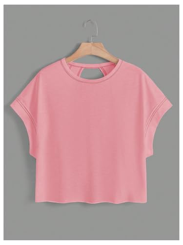 Image of SOLY HUX Women Open Back Tops Workout Backless Tee Casual Athletic Shirts Short Sleeve Oversized Gym T Shirt