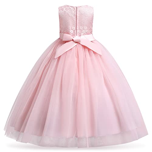 Flower Girl Lace Dress for Kids Wedding Bridesmaid Pageant Party Formal Long Gown Princess Communion Tulle Dresses 3-122