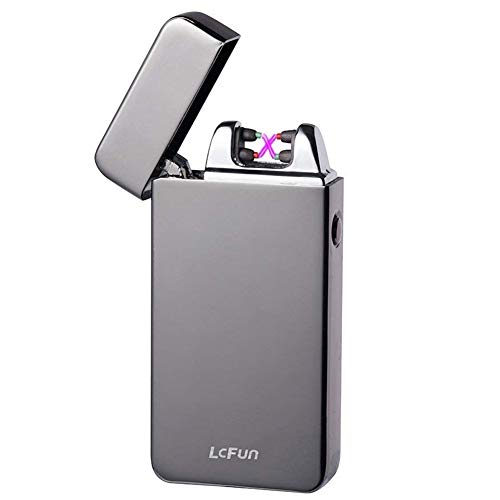 Arc Plasma Lighter USB Electric Lighter Rechargeable Windproof Lighter Arc Flameless Dual X Arc Lighter for Cigarette (Classic Black)